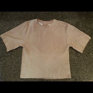 Vintage Pia Rucci Suede Leather Top; Deep Beige; Back Button Entry; Sz Small